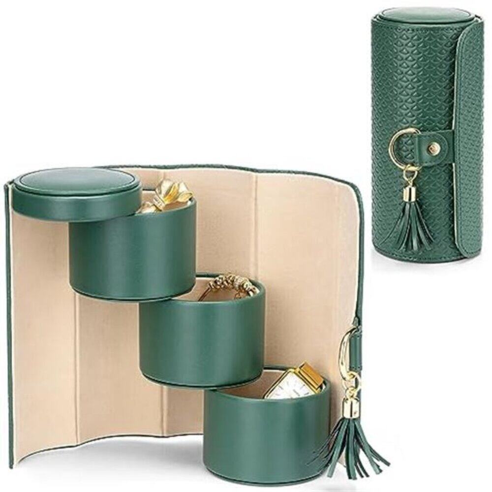 Travel Jewelry Organizer Foldable Box  - Green - Beige - Black - Blue - Purple